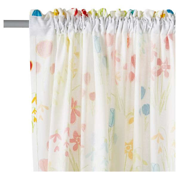 Гардины, 1 пара САБЕЛЛИЛЬЯ, белый, цветы разноцветный (145x270 см) - схема-чертеж с размерами