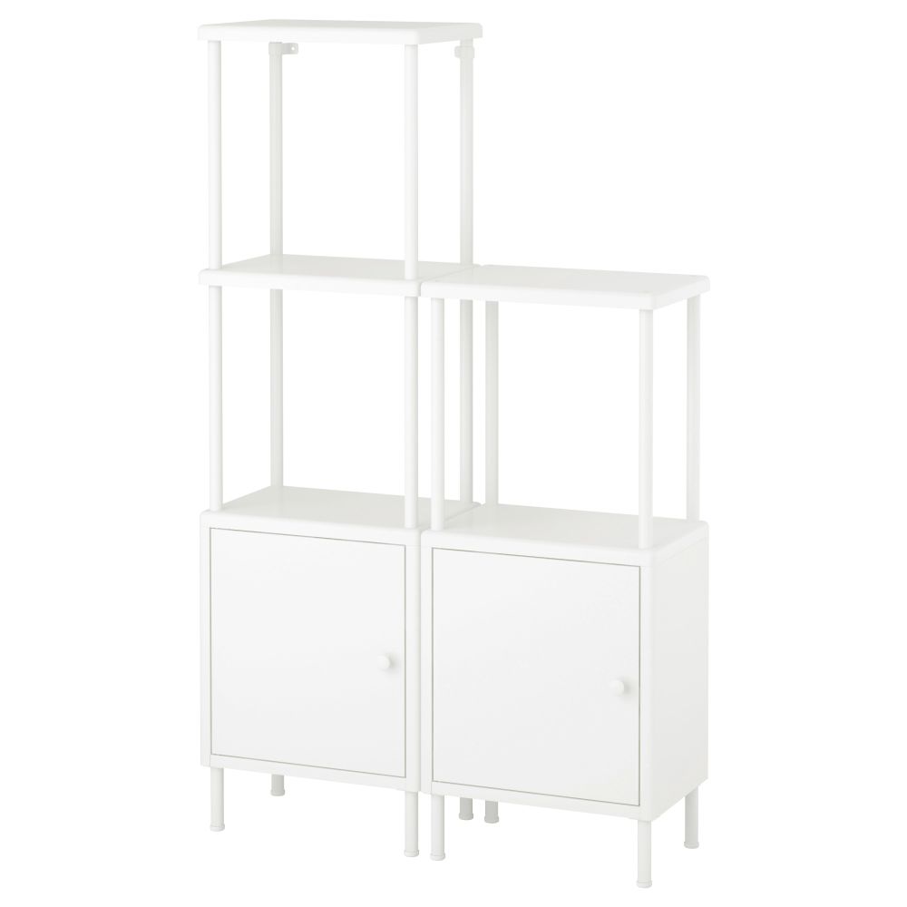 Стеллаж с 2 шкафчиками ДИНАМ, белый (80x27x94-134 см) - фото 1