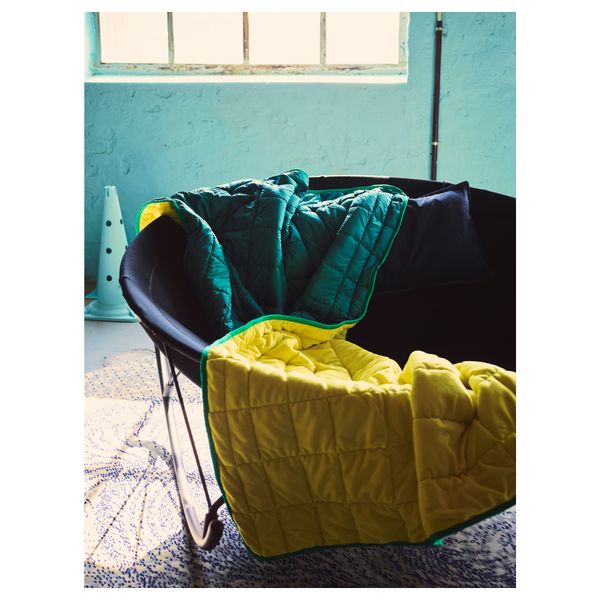 Плед ИКЕА ПС 2017, зеленый, желтый (120x180 см) - схема-чертеж с размерами