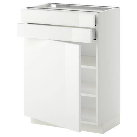 Напольный шкаф с дверцей, 2 ящиками МЕТОД / МАКСИМЕРА, белый, Рингульт белый