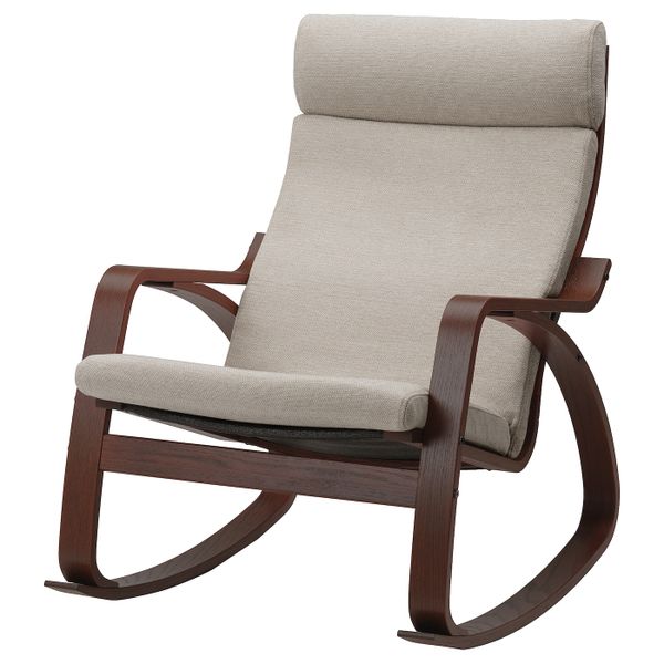 Кресло-качалка, коричневый/Хили бежевый IKEA POÄNG ПОЭНГ 093.194.14 - фото 1