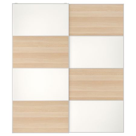 Пара раздвижных дверей, под беленый дуб/белый 200x236 см IKEA MEHAMN МЕХАМН 093.195.22
