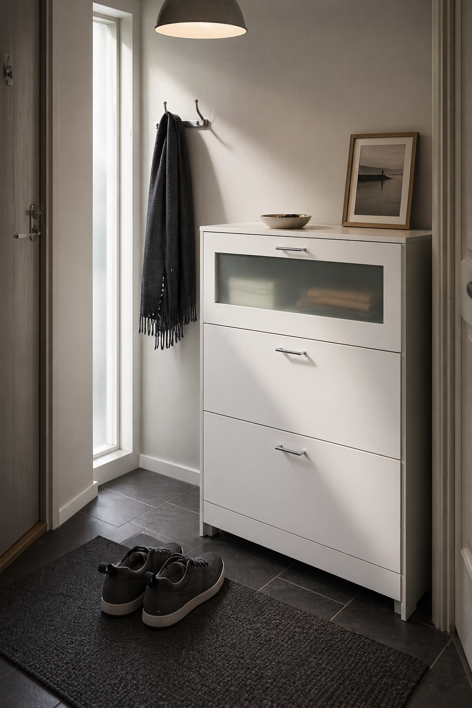 Комод IKEA BRIMNES с матовой стеклянной дверцей