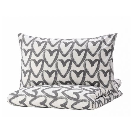 Пододеяльник и 2 наволочки, белый, серый 200x200/50x70 см IKEA LYKTFIBBLA ЛИКТФИББЛА 404.664.07