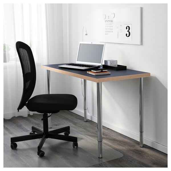 Стол ЛИННМОН / ОЛОВ, синий, серебристый (120x60 см) - фото 2