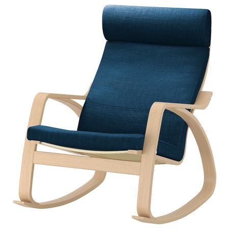 Кресло-качалка, дубовый шпон, беленый/Шифтебу темно-синий IKEA POÄNG ПОЭНГ 193.987.74