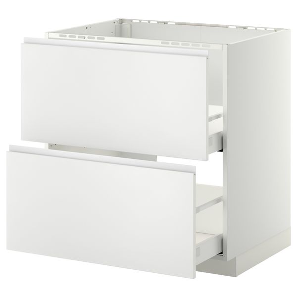 Напольный шкаф под мойку + 2 фронтальных панели, 2 ящика МЕТОД / МАКСИМЕРА, белый, Нодста белый - схема-чертеж с размерами