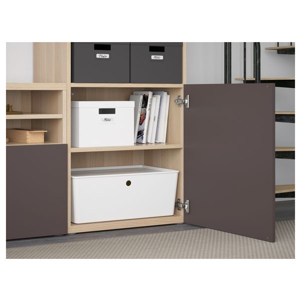 Шкаф для ТВ, комбинированный, стекляные дверцы БЕСТО, под беленый дуб, Вальвикен темно-коричневый, прозрачное стекло (300x40x230 - фото 3