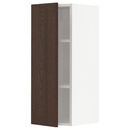Навесной шкаф с полками, белый/Синарп коричневый 30x80 см IKEA METOD МЕТОД 094.046.81