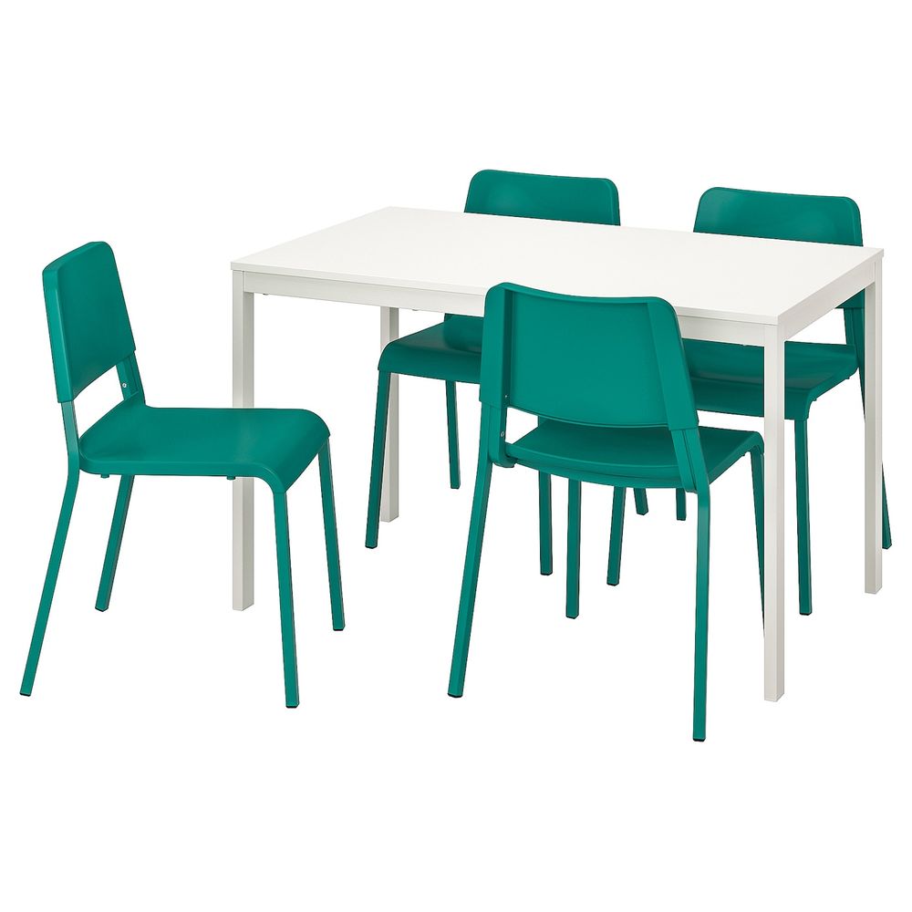 Стол и 4 стула, белый/зеленый 120/180 см IKEA ВАНГСТА / ТЕОДОРЕС 392.521.72 - фото 1