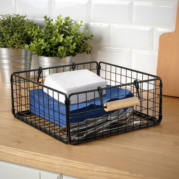 Проволочная корзина с ручками, черный 28x28x12 см IKEA NÄTADE НЭТАДЕ 805.039.31 - фото 3