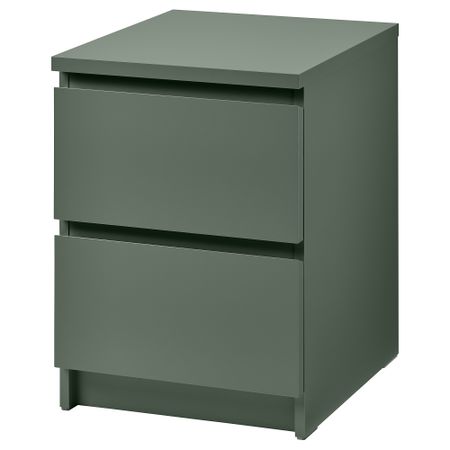 Комод с 2 ящиками, серо-зеленый, 40x55 см IKEA MALM МАЛЬМ 105.690.77