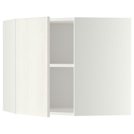 Угловой навесной шкаф с полками МЕТОД, белый, Росдаль белый