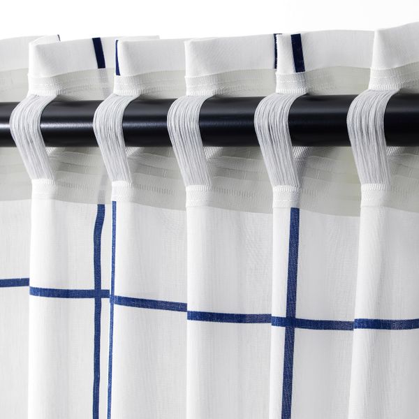 Гардины, 1 пара, белый/синий, 145x300 см IKEA РОЗАЛИЛЛ 804.280.41 - схема-чертеж с размерами