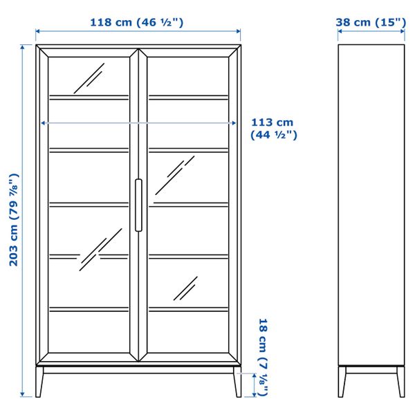 Шкаф-витрина, коричневый 118x203 см IKEA REGISSÖR РЕЖИССЁР 403.623.39 - фото 5