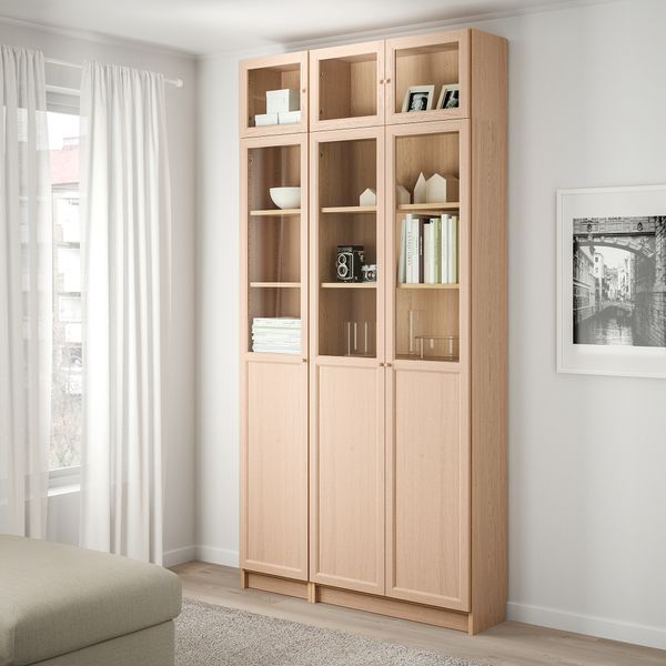 Стеллаж комбинация, стеклянны дверцы, 120x30x237 cm IKEA BILLY БИЛЛИ, OXBERG ОКСБЕРГ 792.499.60 - фото 3