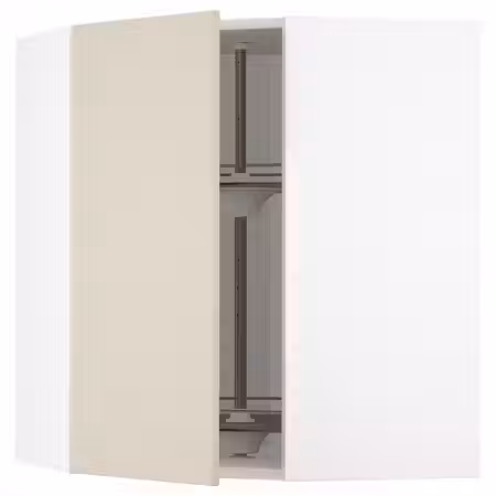 METOD Углов навесн шкаф с вращающ секцией - белый/Havstorp бежевый 68x80 см