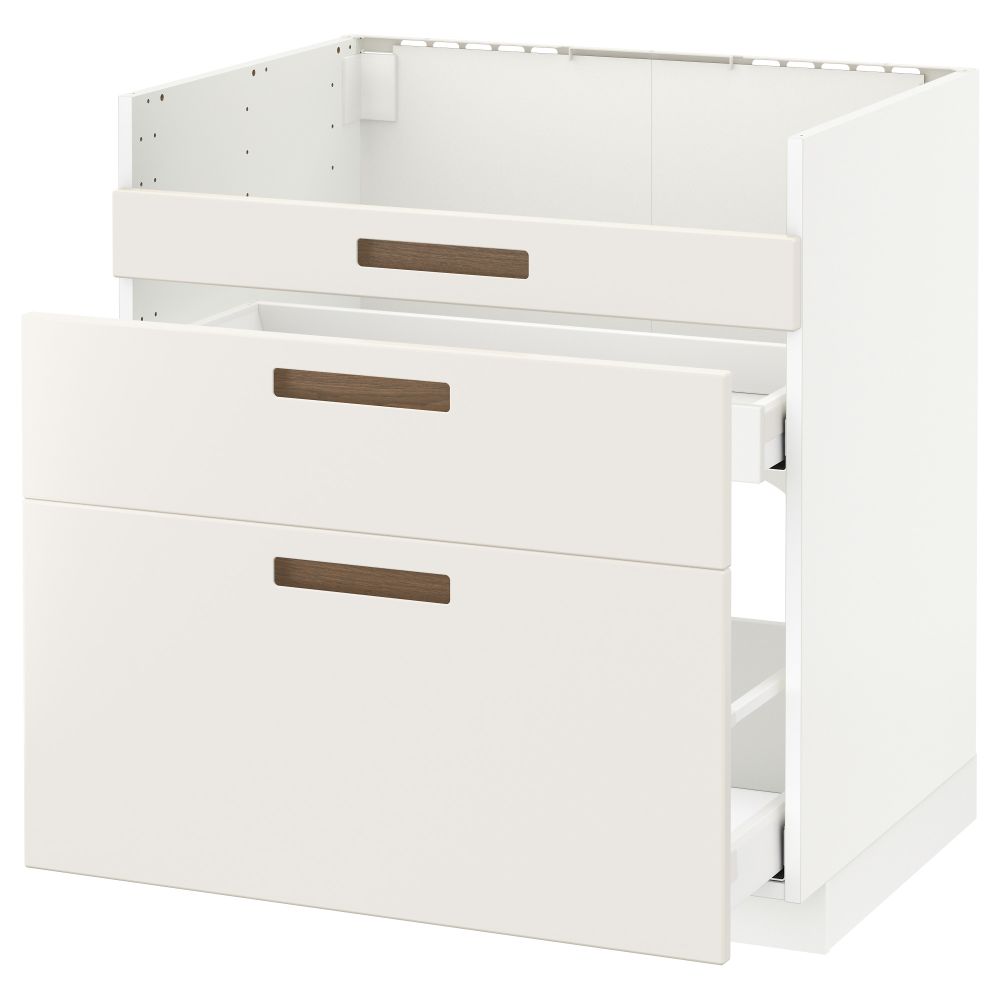 Напольный шкаф под мойку ДУМШЁ, 3 фасада, 2 ящика МЕТОД / МАКСИМЕРА, белый, Мэрста белый - схема-чертеж с размерами