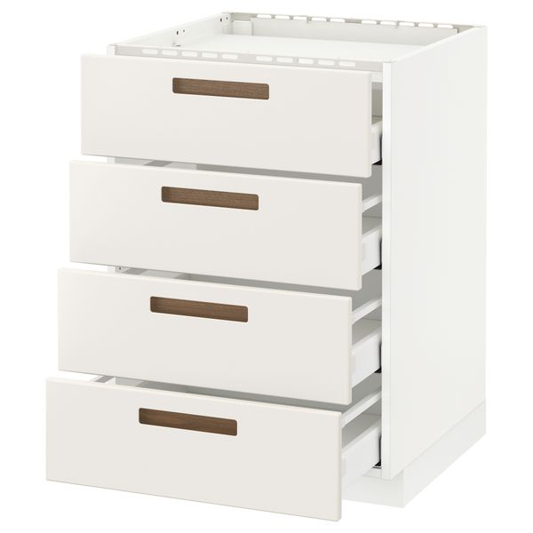 Напольный шкаф, 4 фронтальных панели, 4 ящика МЕТОД / МАКСИМЕРА, белый, Мэрста белый - схема-чертеж с размерами