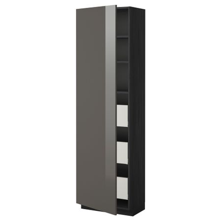 Высокий шкаф с ящиками МЕТОД / МАКСИМЕРА, черный, Рингульт серый