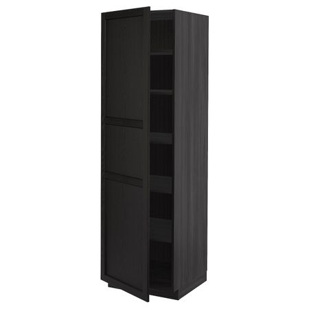 Высокий шкаф с полками, черный/Лерхюттан черная морилка 60x60x200 см IKEA МЕТОД 892.614.71