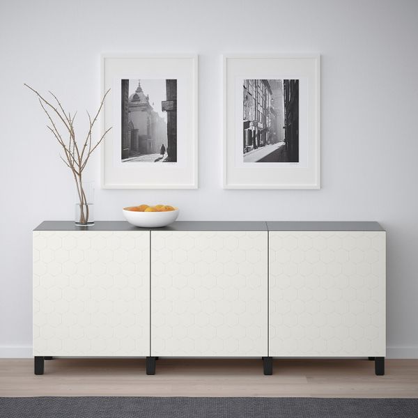 Комбинация для хранения с дверцами, черно-коричневый/вассвик/стуббарп белый 180x40x74 см IKEA БЕСТО 092.666.65 - фото 2