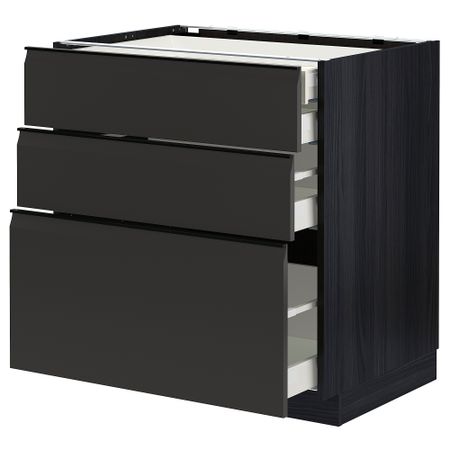 Напольный шкаф 3 фасада, 2 низких, 1 средний, 1 высокий ящик IKEA METOD МЕТОД, MAXIMERA МАКСИМЕРА 494.953.68
