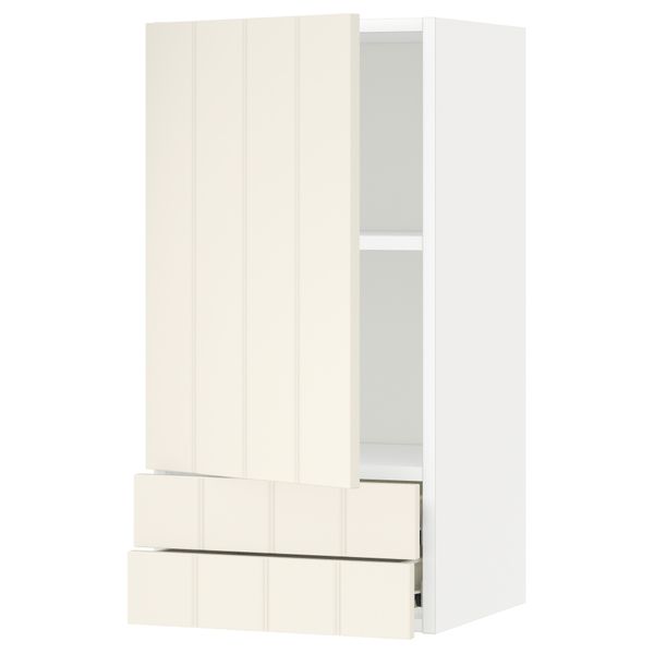 Навесной шкаф с дверцей, 2 ящика МЕТОД / ФОРВАРА, белый, Хитарп белый с оттенком - схема-чертеж с размерами