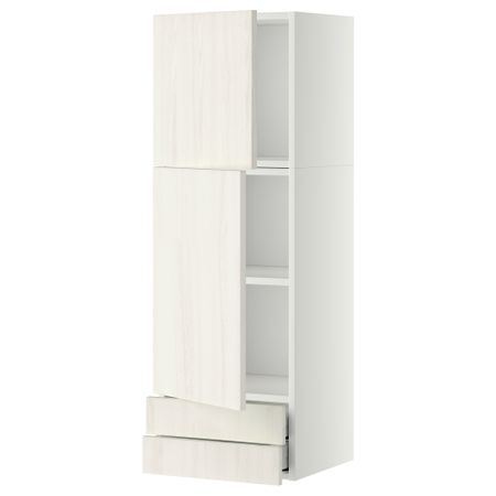 Навесной шкаф, 2 дверцы, 2 ящика МЕТОД / МАКСИМЕРА, белый, Росдаль белый