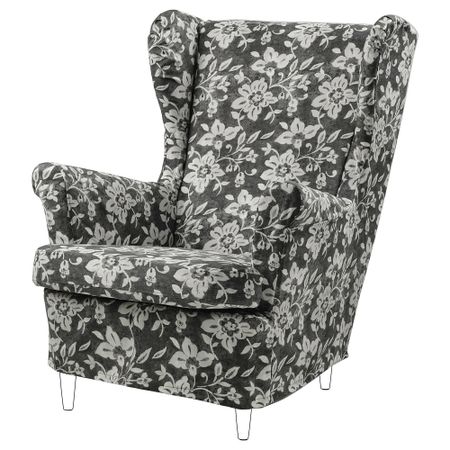 Чехол для кресла с подголовником, Frörum бежевый, антрацит IKEA STRANDMON СТРАНДМОН 005.466.04