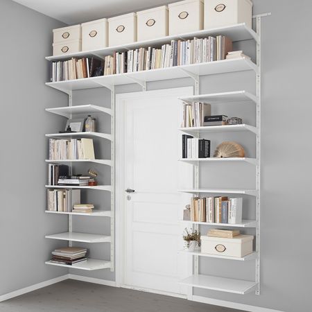 Настенная шина/полки, белый 242x41x199 см IKEA АЛЬГОТ 992.302.38