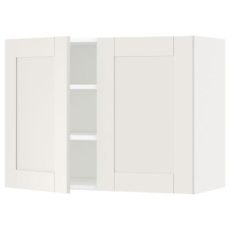 Навесной шкаф с полками, 2 дверцы МЕТОД, белый, Сэведаль белый