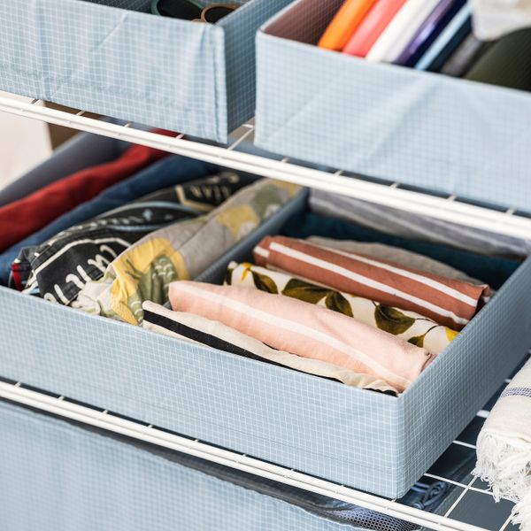 Ящик с отделениями, сине-серый 34x51x10 см IKEA STUK СТУК 504.939.19 - схема-чертеж с размерами