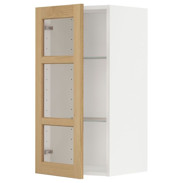 Навесной шкаф, полки, стеклянная дверца, белый, Forsbacka дуб, 40x80 см IKEA METOD МЕТОД 495.093.51 - фото 2