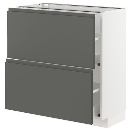 Напольный шкаф с 2 ящиками, белый/Воксторп темно-серый 80x37 см IKEA METOD МЕТОД / MAXIMERA МАКСИМЕРА 793.103.25