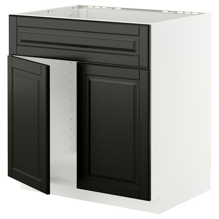 METOD Шкаф под мойку/2 двери/фасад - белый/Bodbyn чёрный 80x60 см
