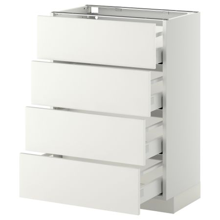 Напольный шкаф 4 фронтальных панели, 4 ящика МЕТОД / МАКСИМЕРА, белый, Хэггеби белый