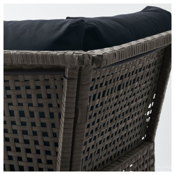 Садовое угловое кресло КУНГСХОЛЬМЕН / КУНГСЭ, черно-коричневый - схема-чертеж с размерами