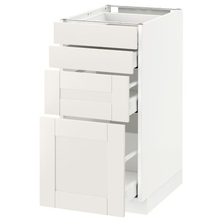 Напольный шкаф 4 фронтальных панели, 4 ящика, белый/Сэведаль белый 40x60 см IKEA METOD МЕТОД / MAXIMERA МАКСИМЕРА 592.385.33