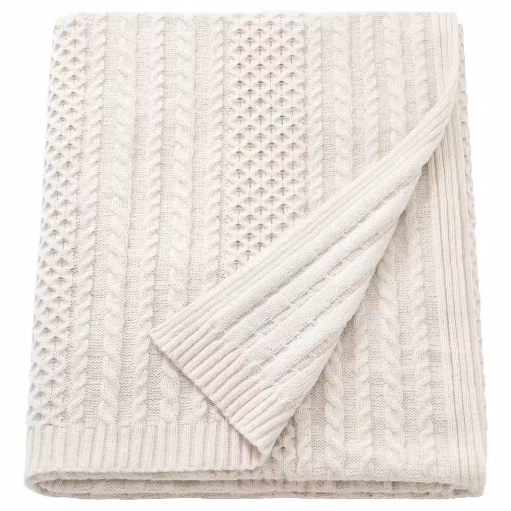 SÖRBYSKOGEN СОРБЮСКОГЕН Плед - белый с оттенком 130x170 см - фото 1