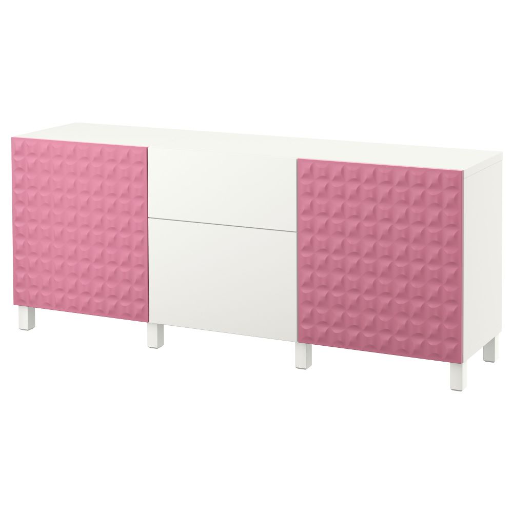 Комбинация для хранения с ящиками БЕСТО, Дьюпвикен розовый, Лаппвикен белый (180x40x74 см) - фото 1