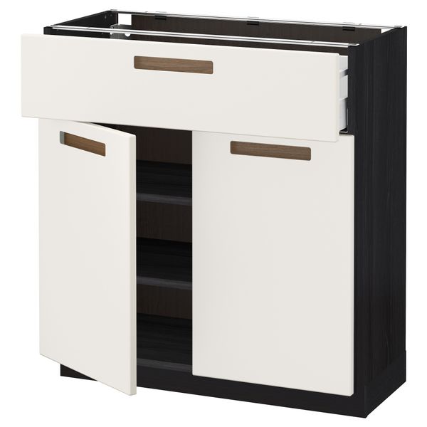 Напольный шкаф + ящик, 2 дверцы МЕТОД / МАКСИМЕРА, черный, Мэрста белый - схема-чертеж с размерами