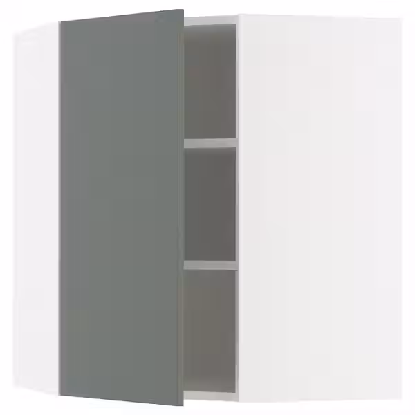 METOD Угловой навесной шкаф с полками - белый/Nickebo матовый серо-зеленый 68x80 см - фото 1