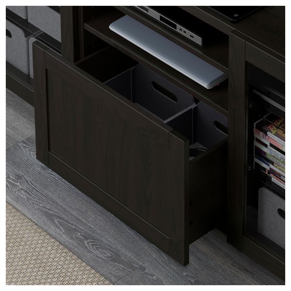 Тумба для ТВ с ящиками БЕСТО, Ханвикен, Синдвик черно-коричневый прозрачное стекло (180x40x74 см) - фото 3