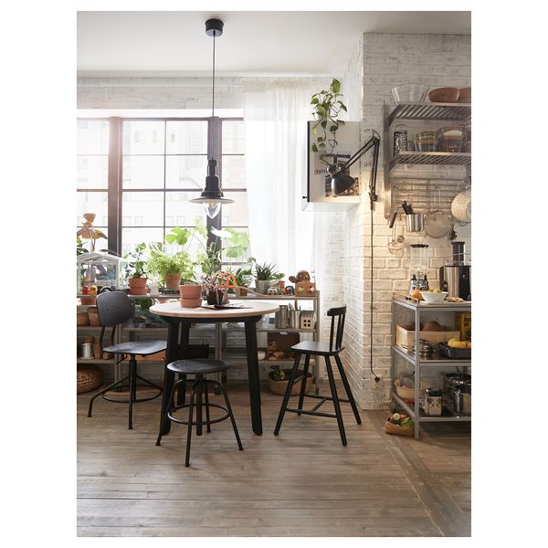 Стол, 85 см, светлая морилка антик/черная морилка IKEA GAMLARED 303.712.40 - фото 5