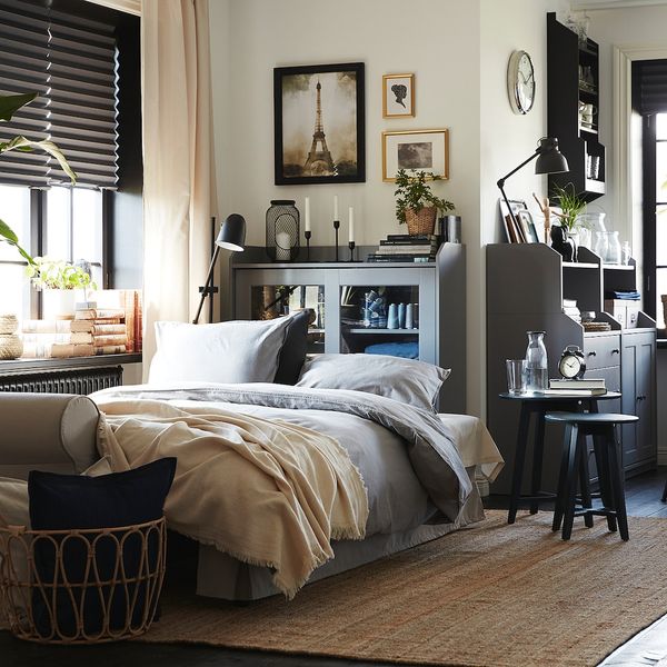 Шкаф-витрина, серый 105x116 см IKEA HAUGA ХАУГА 704.150.77 - фото 9