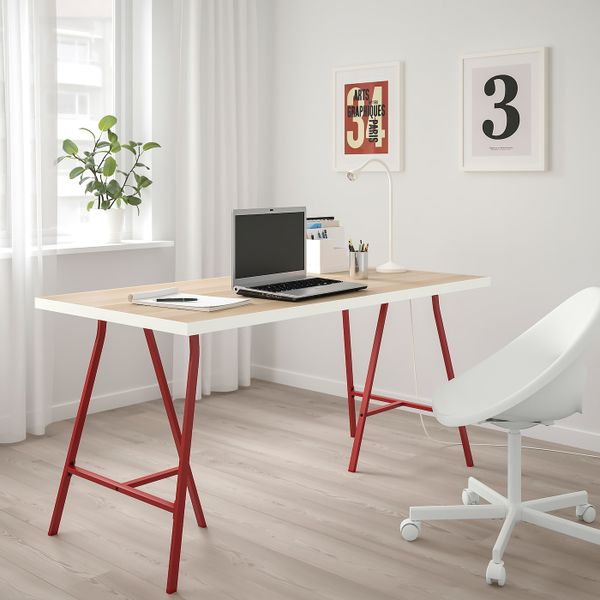 Стол, белый под беленый дуб/красный 150x75 см IKEA LINNMON ЛИННМОН / LERBERG ЛЕРБЕРГ 593.310.03 - схема-чертеж с размерами