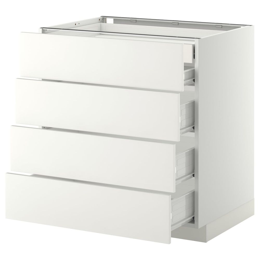 Напольный шкаф 4 фронтальных, 2 низких, 3 средних ящ, белый/Хэггеби белый 80x60 см IKEA МЕТОД / ФОРВАРА 192.619.69 - фото 1