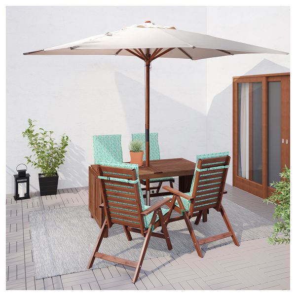 Стол + 4 кресла, для сада ЭПЛАРО, коричневая морилка, Нэстон зеленый - фото 2