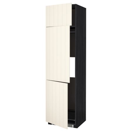 Высокий шкаф для холодильника или морозильника, с 3 дверями МЕТОД, черный, Хитарп белый с оттенком
